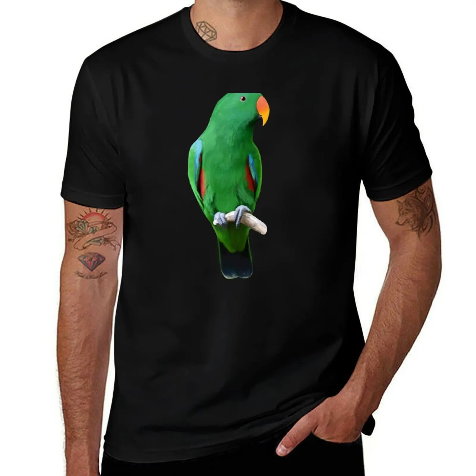 

Male Eclectus Digital Parrot Painting T-Shirt t shirts for man pack cotton man t shirts graphic t shirts designer T-Shirt