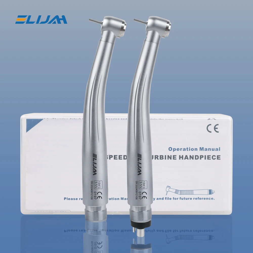 Dental LED High Speed Handpiece Standard Head Push Button Three Water Spray E-generator Air Turbine 2/4 Holes Dentist Instrument