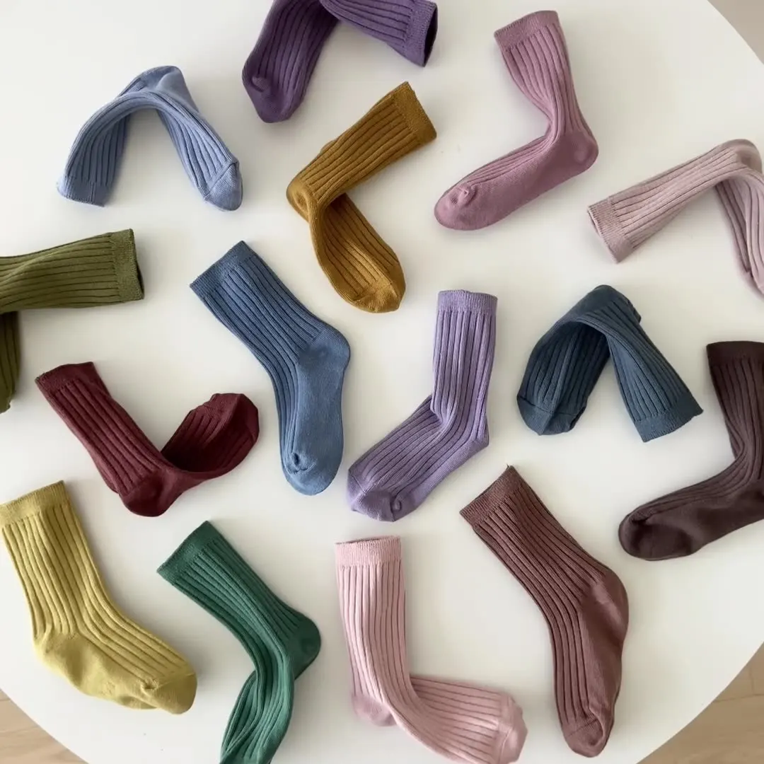 Calcetines de algodón de estilo coreano para niños y niñas, calcetín cálido de Color caramelo para bebé, tejido de Jacquard bonito, de 1 a 12 años, Invierno