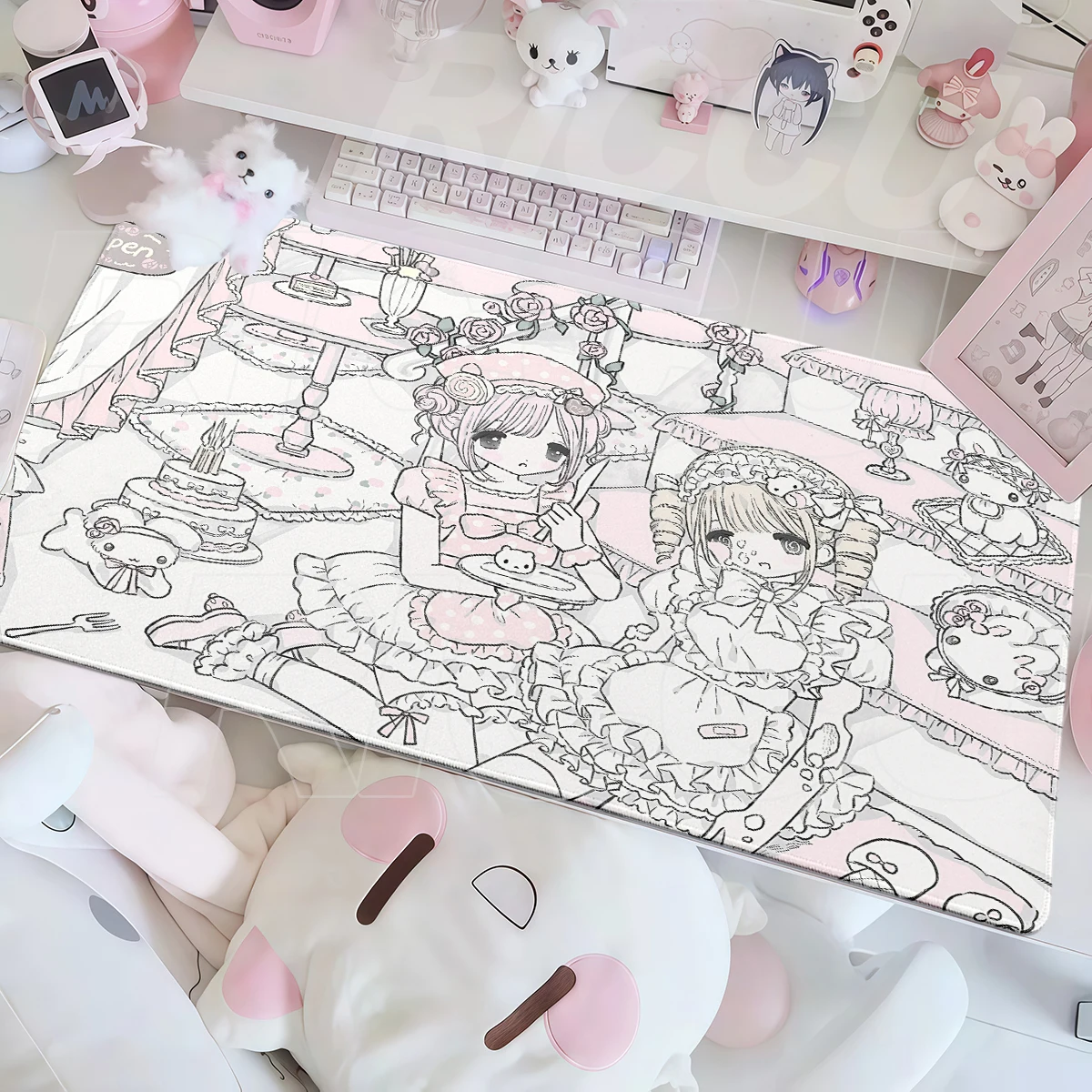 Pink Angel Girl Heart Cute Mouse Pad Large Beauty Girls Mat Office Rubber Keyboard Computer Control Desk Pads Office Accessories