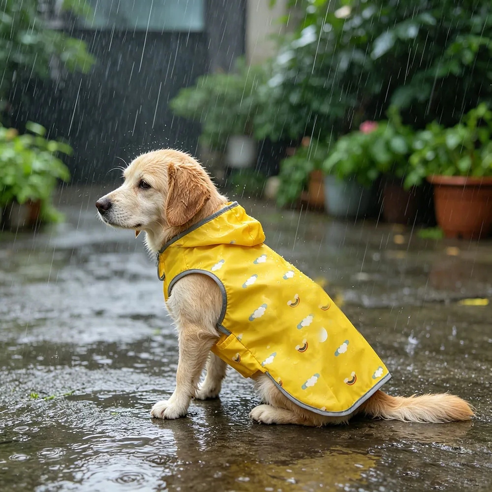 Dog Raincoats for Small Large Medium Dogs, Reversible Pet Rain Jacket Coat, Waterproof Reflective Puppy Poncho with Leash Hole