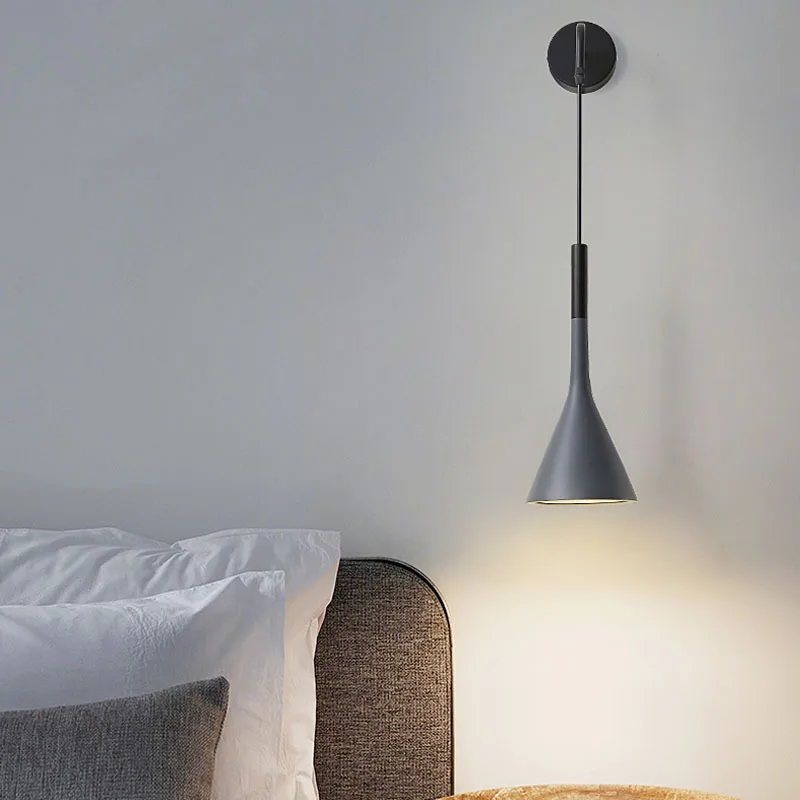 Lámpara de pared para cabecera de arte de aluminio, aplique de pared del dormitorio para cocina, restaurante, lámpara de pared moderna, apliques nórdicos de macarrón