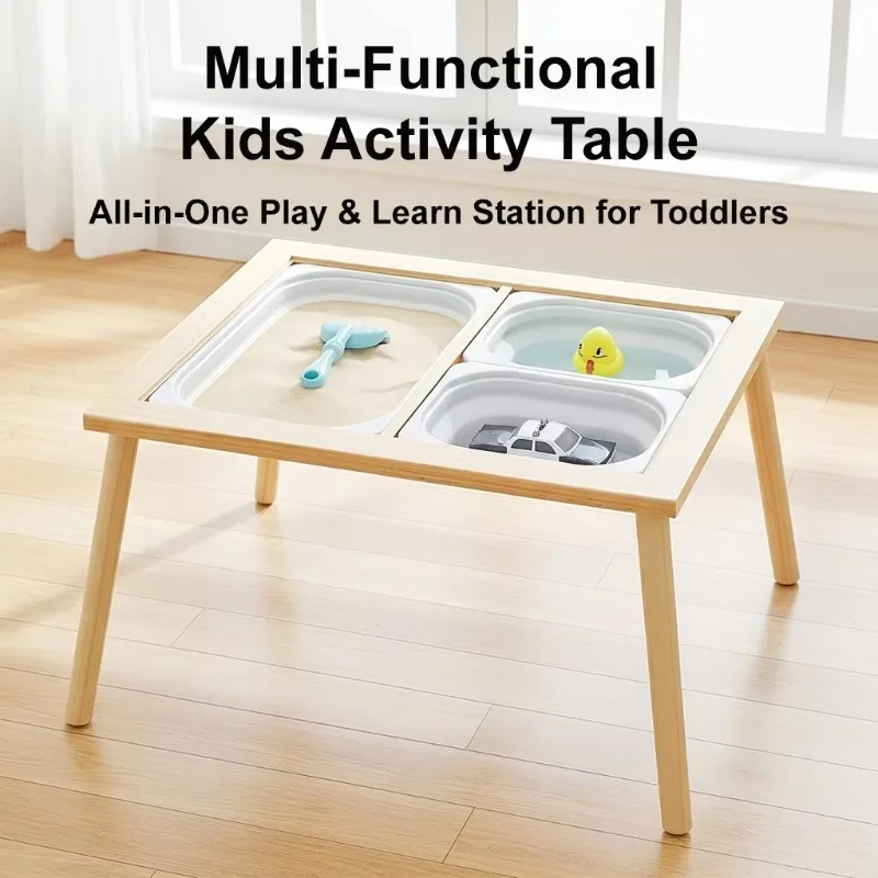 Wooden Multifunctional - Activity Table with Drawing Board Sand Water Basin Storage Outdoor Sensory Table