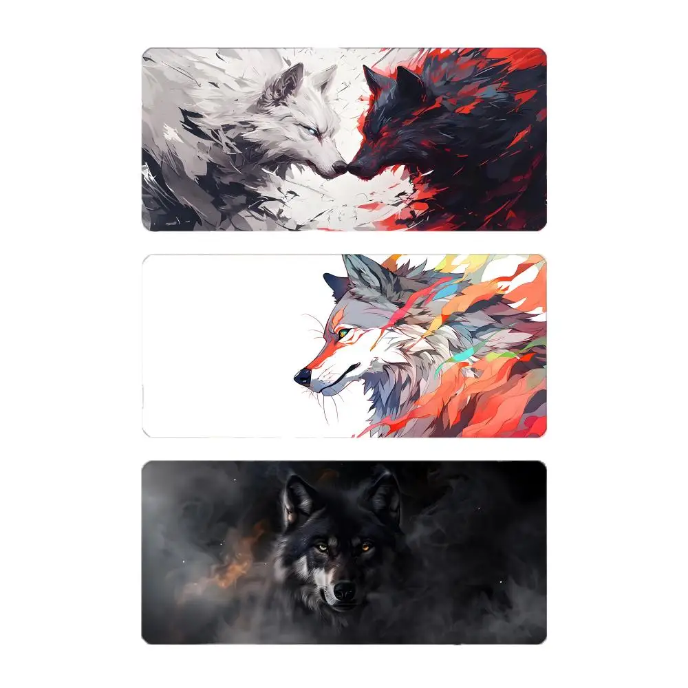 animal creature W-Wolf Mouse Pad Large Gaming Mousepad with Stitched Edges Thickened Desk Mat PC