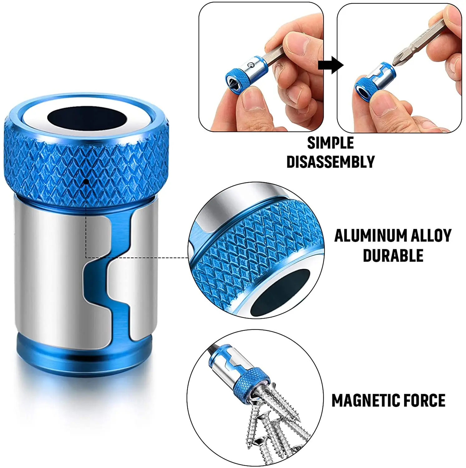 Universal Magnetic Ring 1/4” Metal Screwdriver Bit Magnetic Ring For 6.35mm Shank Anti-Corrosion Drill Bit Magnet Powerful Ring