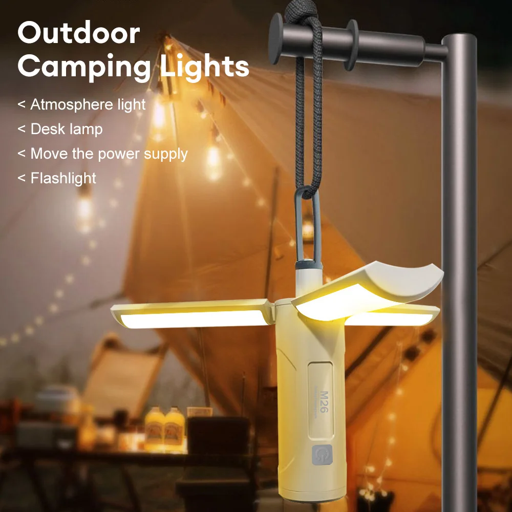 

Outdoor Camping Flashlight Multifunctional Emergency Lantern Hangable Camping Tent Light Folding Rechargeable Tent Torch