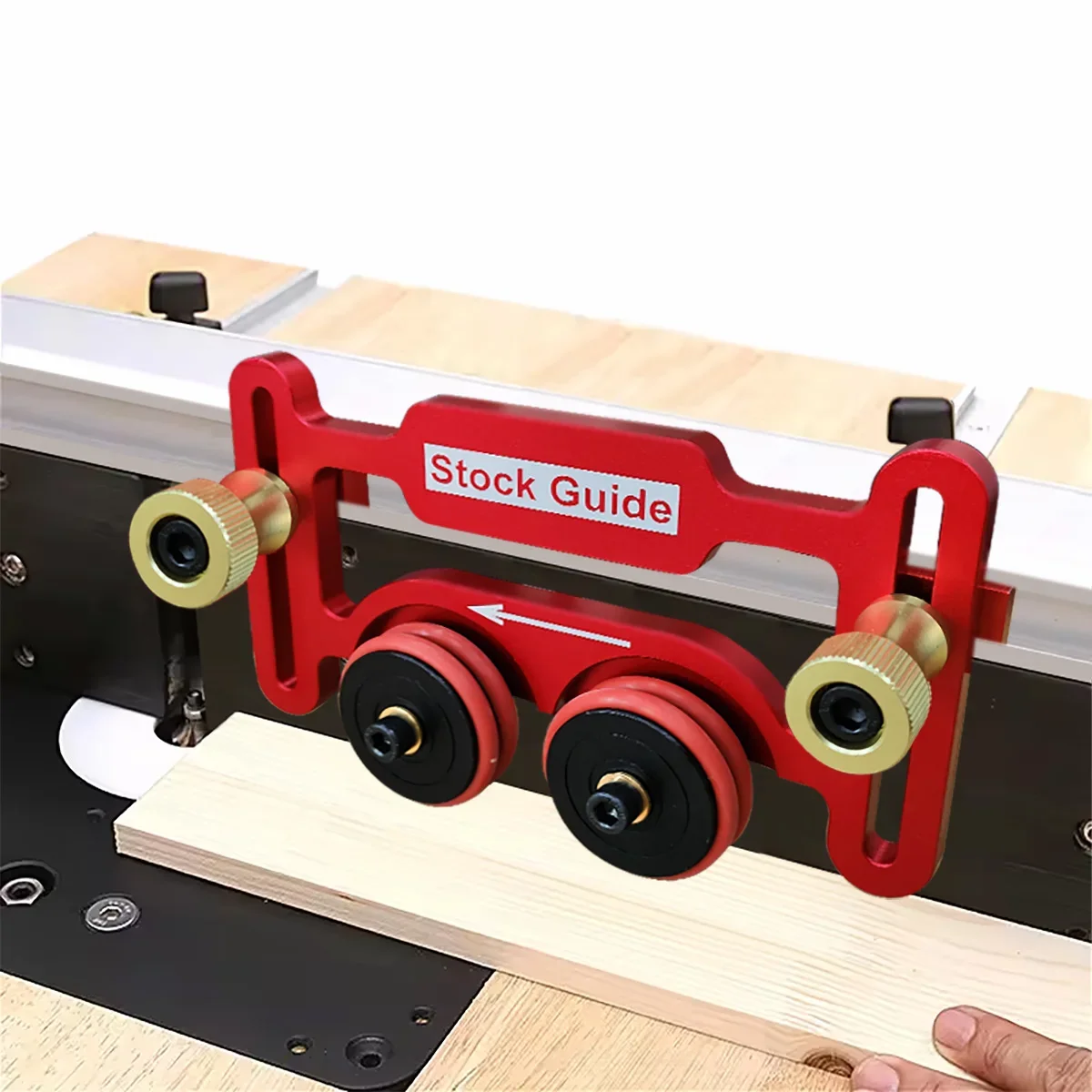 Woodworking Double Wheel Bearing Stock Roller Aluminum Alloy Table Saw Guide Press Feeder Safety Pushing Auxiliary Tool