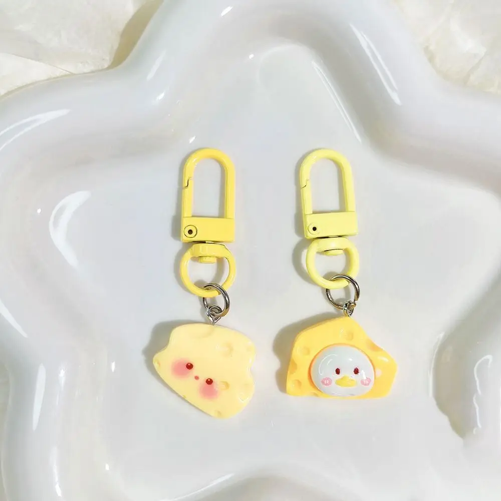 5pcs/set Creative Resin Cartoon Pendant Super Cute Rabbit Cheese Cookies Cute Keychain Yellow Duck Hanging Ornament Car Keyring