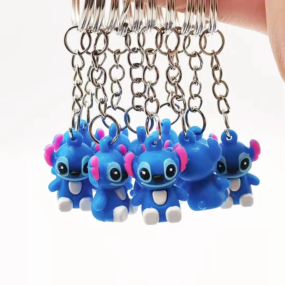 10 Buah/Lot Kartun Lucu Disnesy Stitch Mini Keychain Kawaii Boneka Keyring Mode Tas Lucu Ornamen Pandent untuk Anak Perempuan Hadiah Mainan