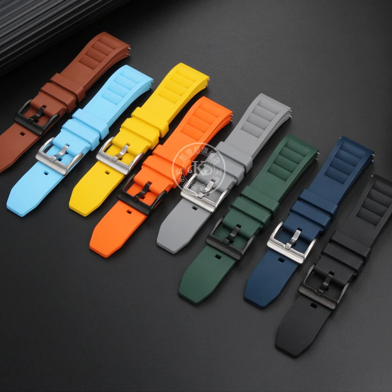 20mm 22mm Rubber Fluorine Watch Strap for Huawei for Mido Helmsman Navigator Seiko Canned Abalone Series Rubber Watchband