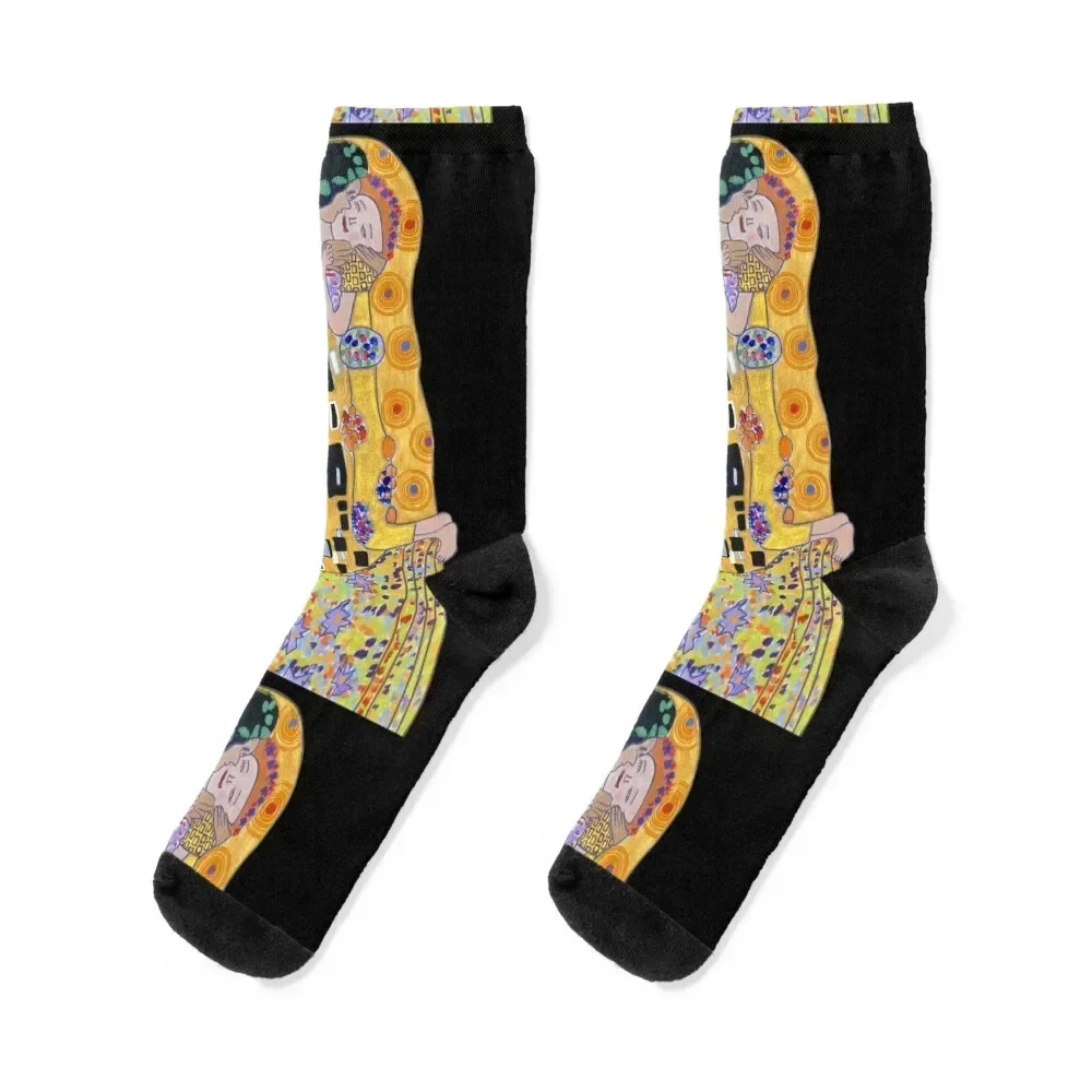 “The Kiss With A Twist” Inspired By Klimt Socks luxe men cotton high quality Crossfit Socks Men Women's