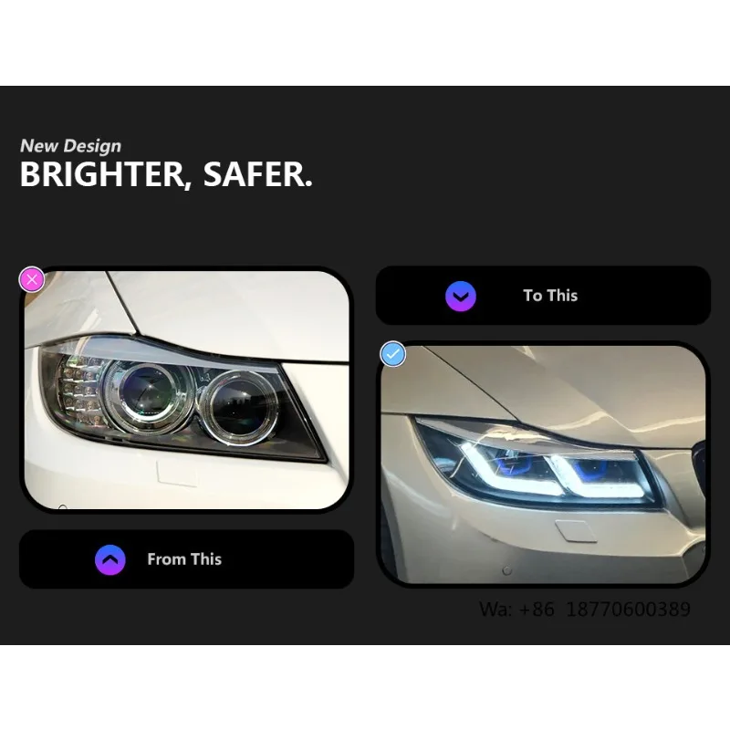 Snake Eye 2011 328I E92 M3 E90 LCI RGB Head Lights for BMW / 7inch 600W 300W 200W 300Watt Angel Eye Xenon Led Car Headlights view 2