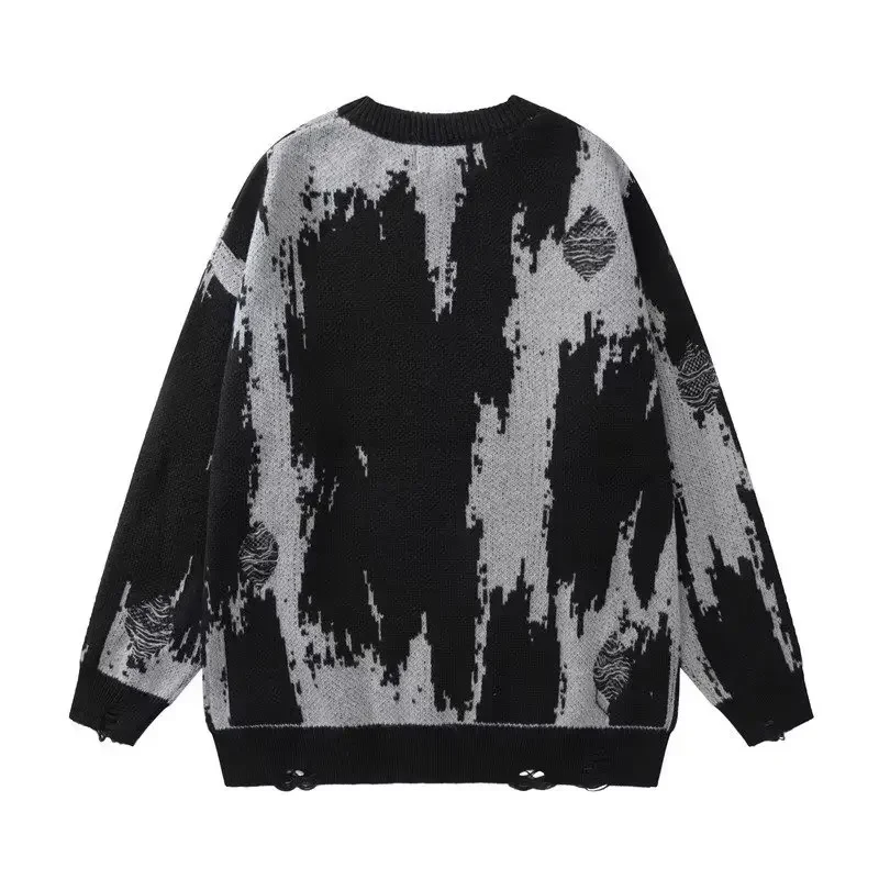 

Korean Hip Hop Ripped Sweaters Grunge Y2K Vintage Knitted Punk Gothic Streetwear Jumpers Men Women Harajuku Fashion Pullover
