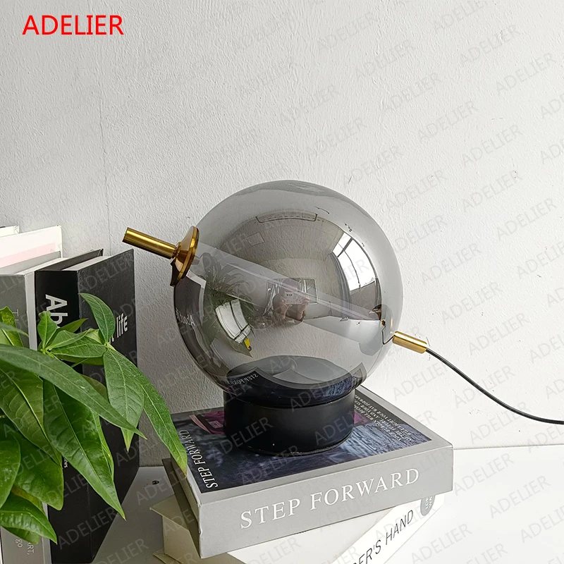 Retro Glass Table Lamp Home Decor Round Ball glass Desk lamp For Restaurant Study Living Room Lamp Background Bedside Lustre