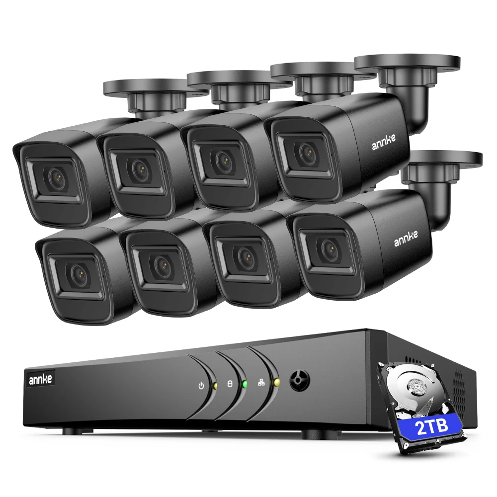 

ANNKE 5MP 8 Channel DVR System 8pcs 1080P Security Camera Kit IP66 Waterproof Home CCTV Camera System With 2TB Hard Drive