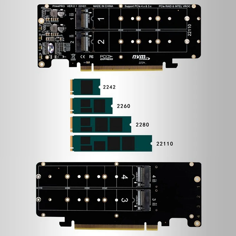 Hot TTKK 4X PCIE 4.0 Dual-Disk Pciex16 To M.2 M-Key NVME SSD Карта расширения, поддержка 4 Nvme M.2 M Key 2280 SSD