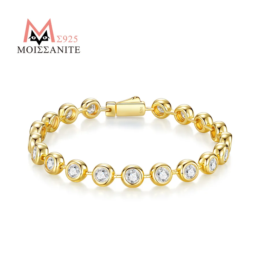JIUZUAN Moissanite Tennis Bracelet 0.5ct 0.3ct 0.1ct S925 Silver 18K Gold Plated Silver Gold Optional Women Bracelet