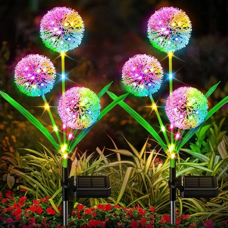 LED Solar Light-Emitting Dandelion Light String, Luz de gramado, Sunflower Solar LED Lights, Outdoor Decorative Light String, O mais recente