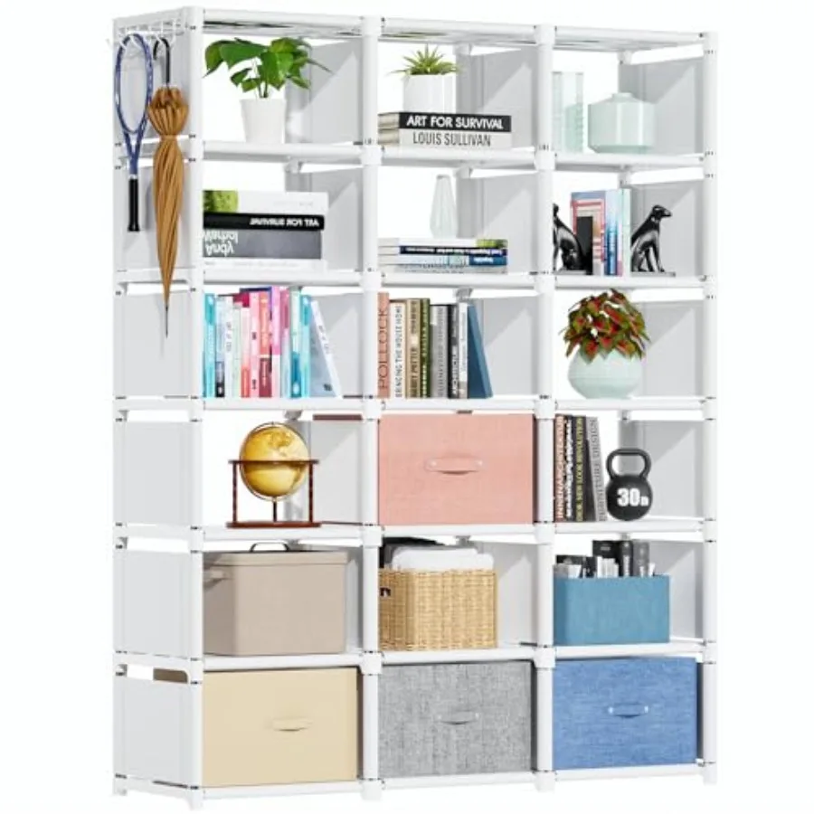 

Book Shelf 18 Cube Storage Organizer DIY Bookcase Metal Cube Bookshelf Tall Book case for Bedroom Living Room Office Closet Sto