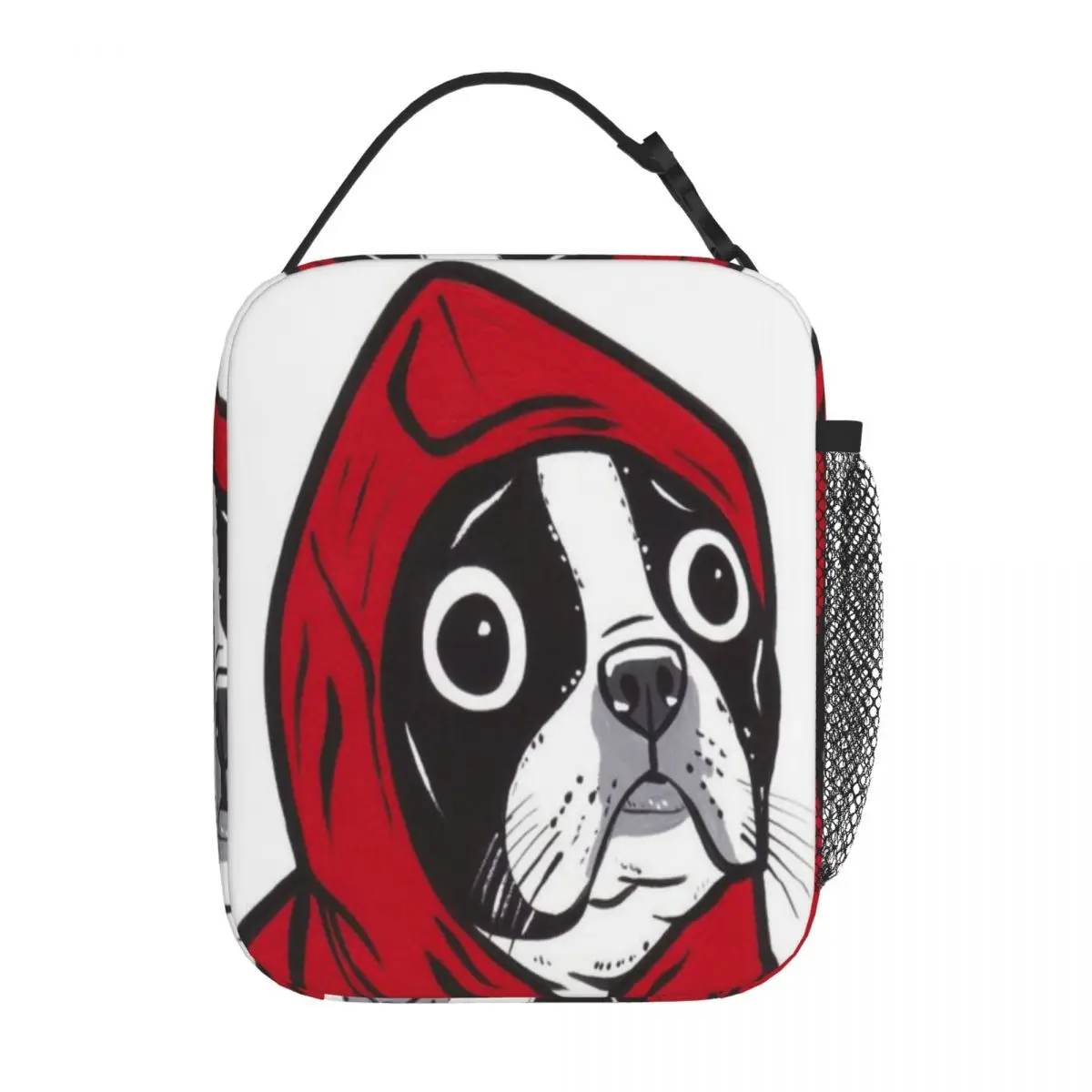 Bestselling Boston Terrier In A Red Hoodie Feminine Compact Lunch Bag Newborn Food Storage Snack Bag
