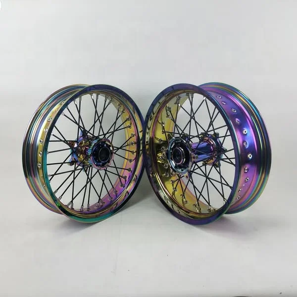 17*3.5'' 17*5.0'' Colorful Supermoto Wheels Fit SXF EXC 125 250 450 Supermotard Wheels Set