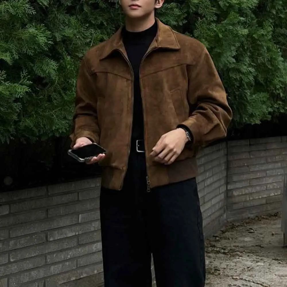

Winter New Male Solid Color Long-Sleeved Jacket Korean Retro Sexy Fashion Trend High Street Loose Casual Niche Men's Top 2025