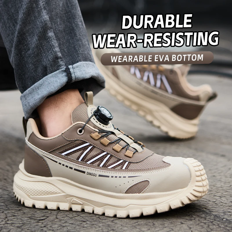 2026 New Rotating Button Men Work Safety Shoes Anti-smash Anti puncture Indestructible shoes Work Sneakers Protection Boots Male