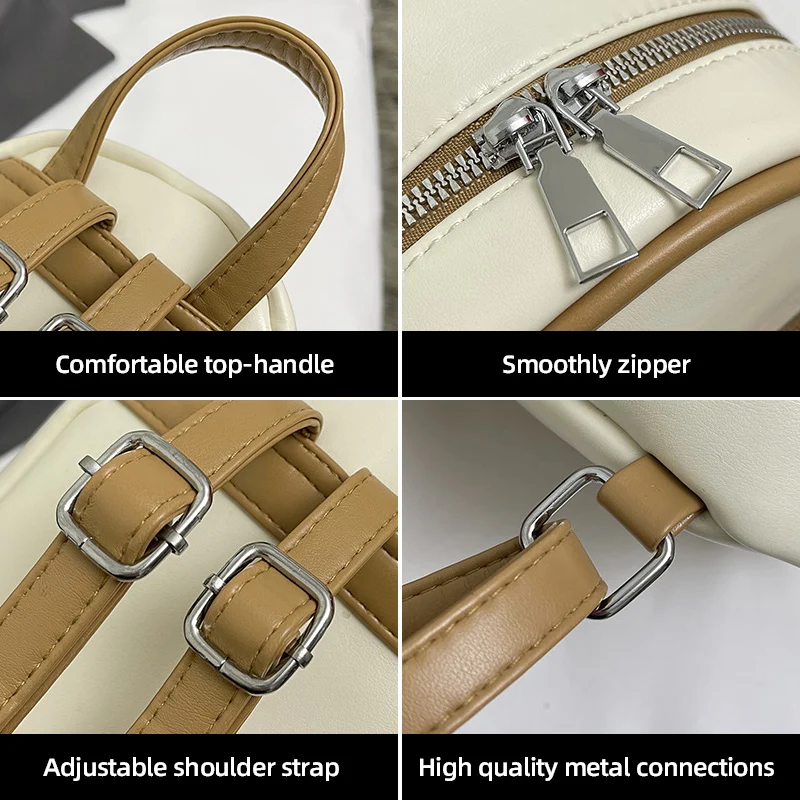 Mini zaino a doppia spalla per donna Borsa quadrata piccola Borse multitasche Zaino color caramello Confezione piccola da viaggio casual Confezione carina