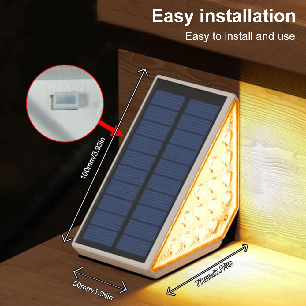 2 Packs Solar Staircase Light Outdoor Waterproof Solar Charging Stair Light 14LED High Bright Solar Light for Garden Porch