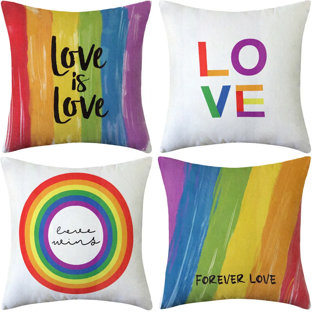 Rainbow LGBT Pillow Cover Colorful Gay Men Women Pride Pillow Case Living Room Sofa Pillowcase for Pillows Bed Sofa Perfect Gift