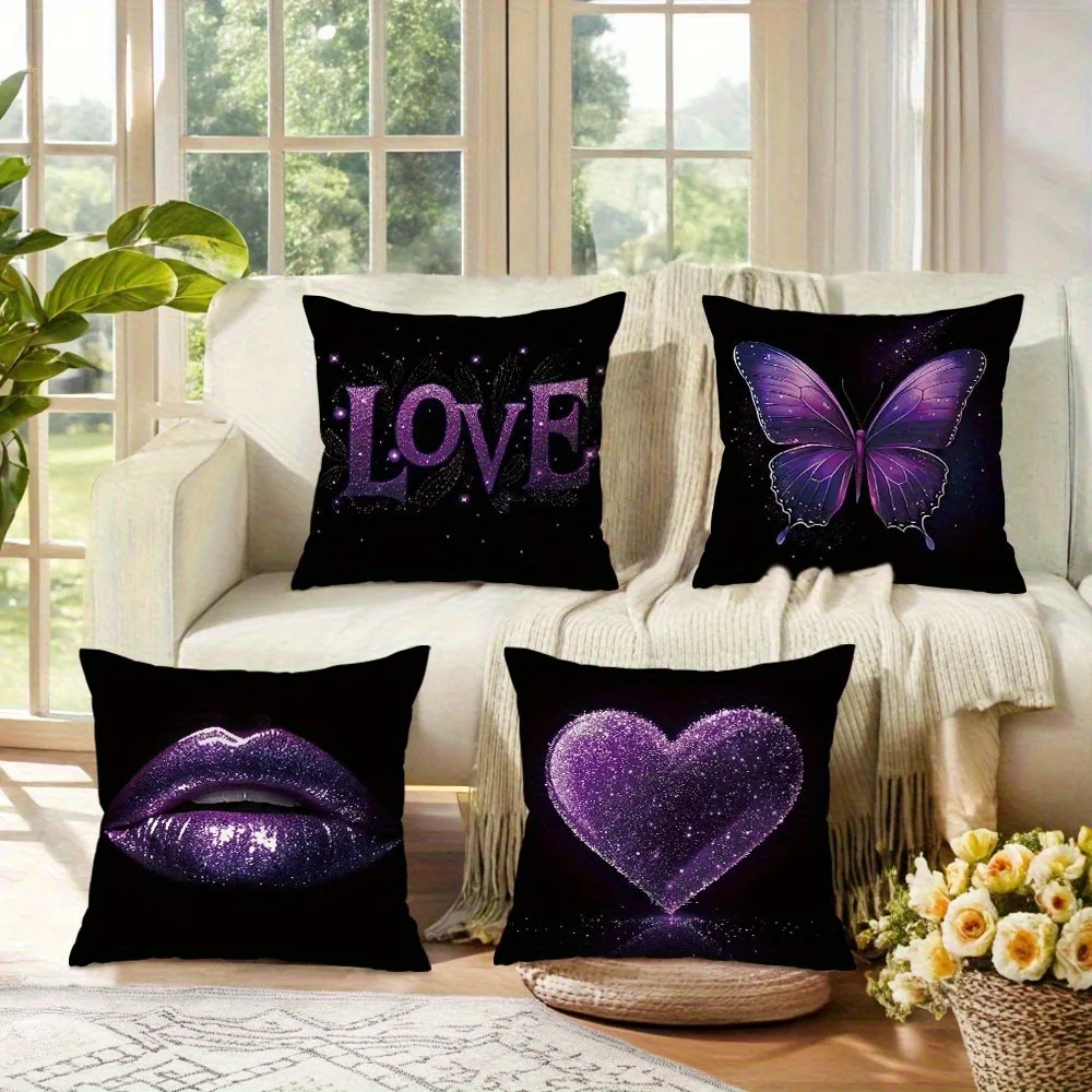 

Гламурные фиолетовые блестящие наволочки с любовью и бабочками: стильные массивные наволочки для домашнего декора