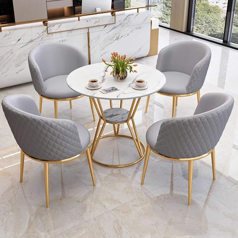 Luxury Café Furniture Sets Metal Round Console Minimalist Heated Table Marble Center Restaurant Design Muebles Cafe Furniture