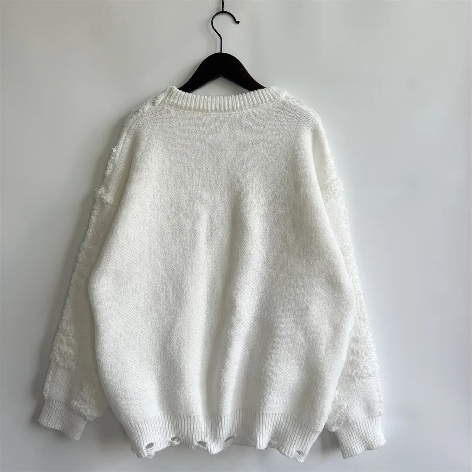 Pull de noël pour femmes, automne/hiver, nœud à ongles, perle, rouge, tricoté, hauts, mode américaine, Jacquard, pulls du nouvel an