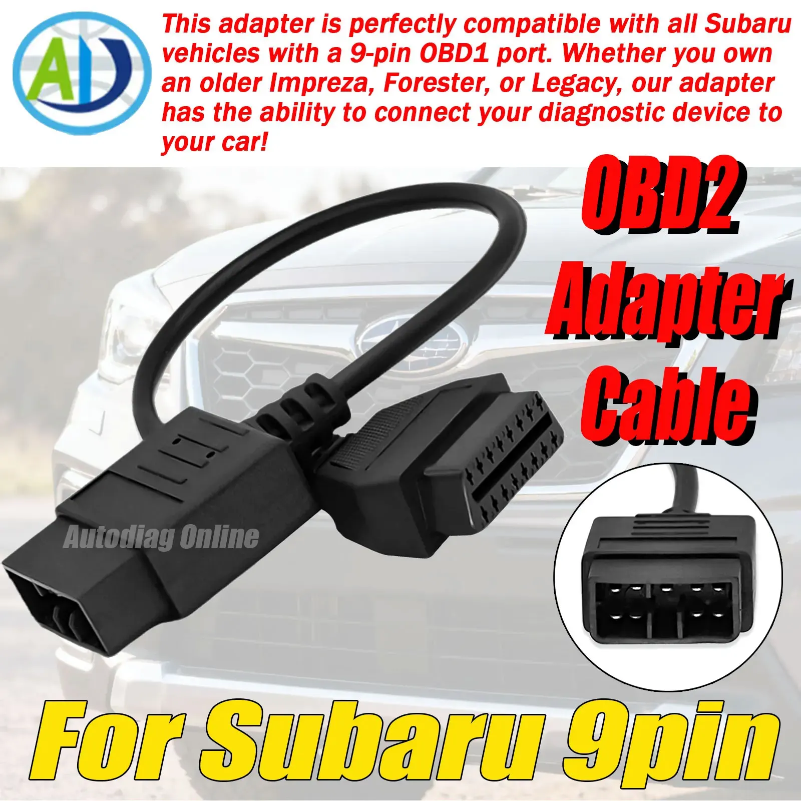 OBD2 Diagnostic Cable For Subaru 9pin OBD2 Adapter Connector for Subaru Impreza Forester Legacy OBD2 Diagnostic Adapter Cable