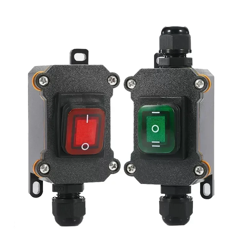 12V/24V/220V Waterproof Marine Rocker Switch With LED Outdoor Junction Box Inline Power Cord Power Switch IP65,Screw Wiring