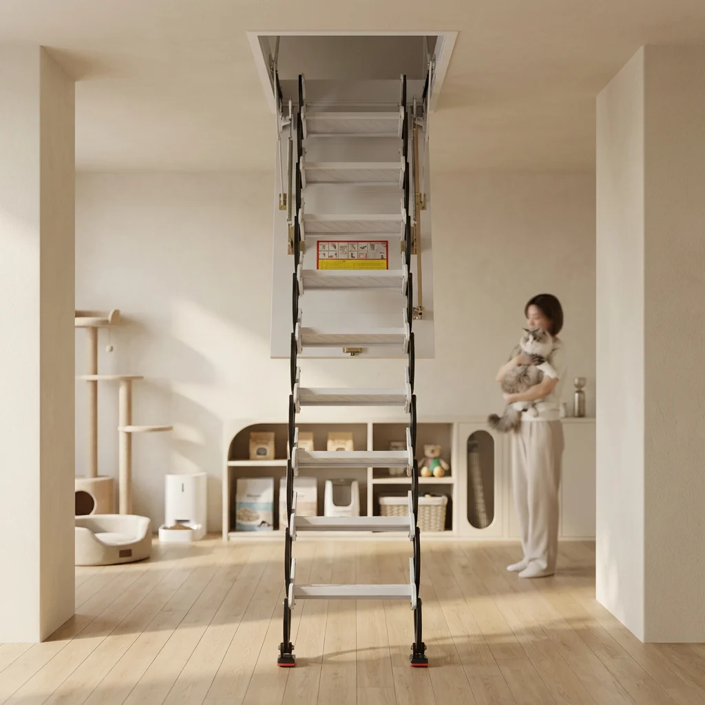 ！@Telescopic Ladder Escalera Foldable   Aluminum Extension   Folding Aluminum Step   Stair Led Profile Hidden