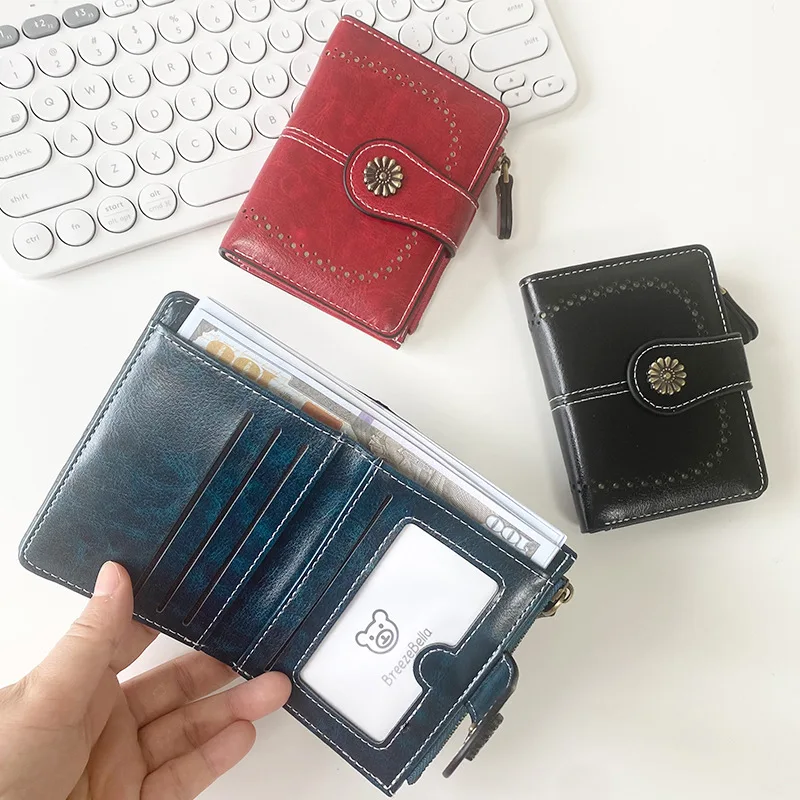 

RFID Anti-Theft Retro Wallet for Women, Multi-Card Zipper, Zipper Buckle, Fashion Coin Wallet, Multi-functional Short Wallet