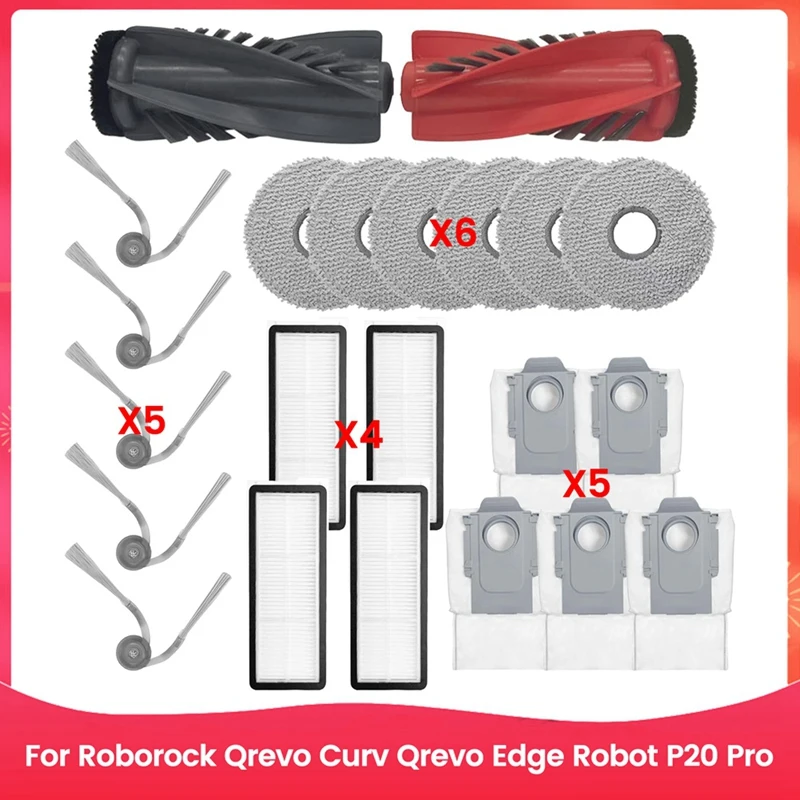 Abkp-peça de reposição para roborock qrevo curv qrevo borda robô p20 pro aspirador de pó escova lateral principal filtro hepa acessórios