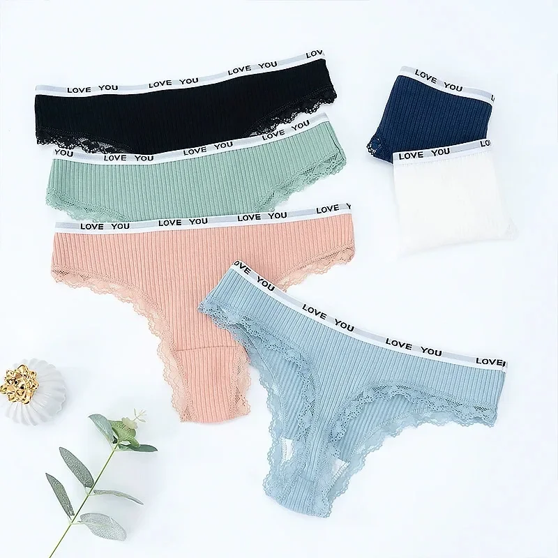 Tanga de encaje para mujer, lencería Sexy de cintura baja, bragas de algodón, pantalones con espalda en T, ropa interior para niña, calzoncillos femeninos