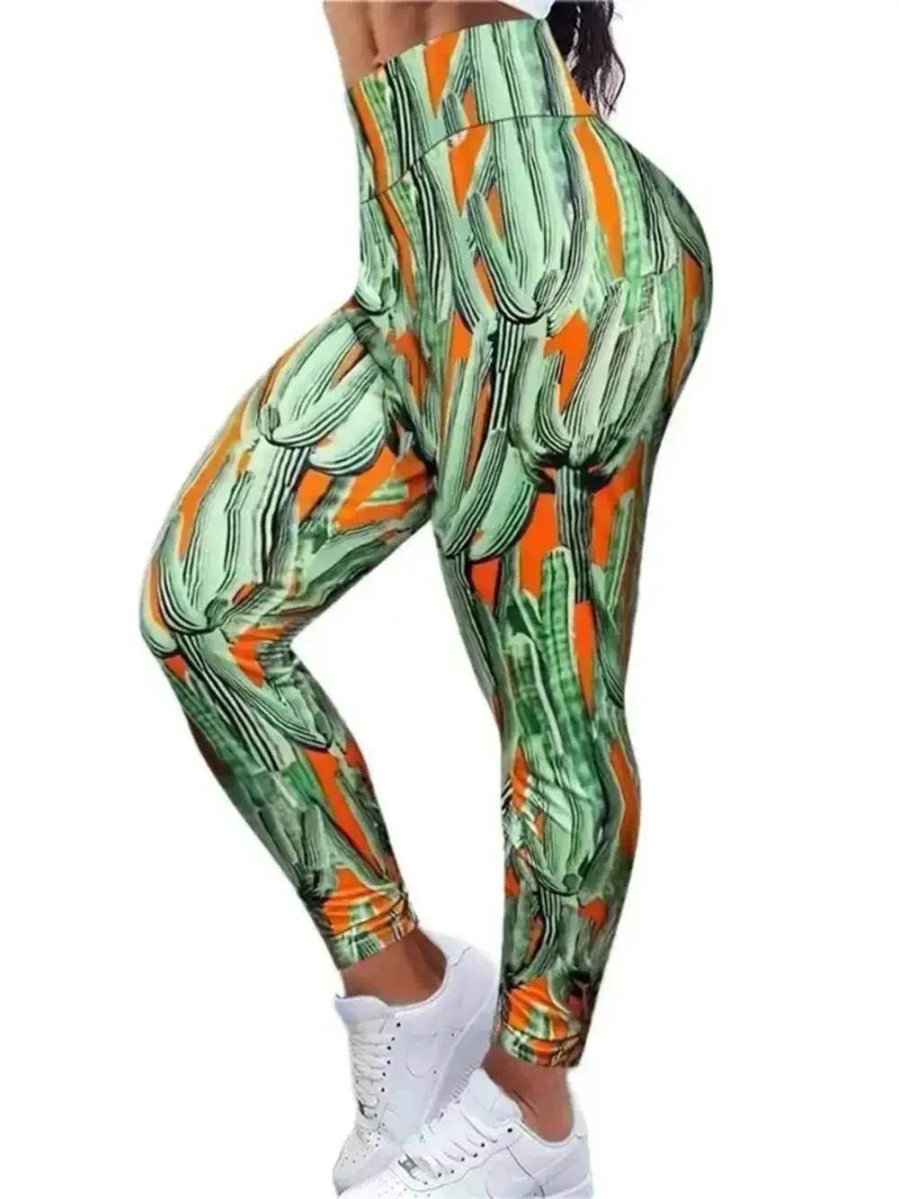 Women's Plus Size 1XL-5XL Casual High-waisted Stretch Comic Jungle Slim Leggings Fashion Print Leggings