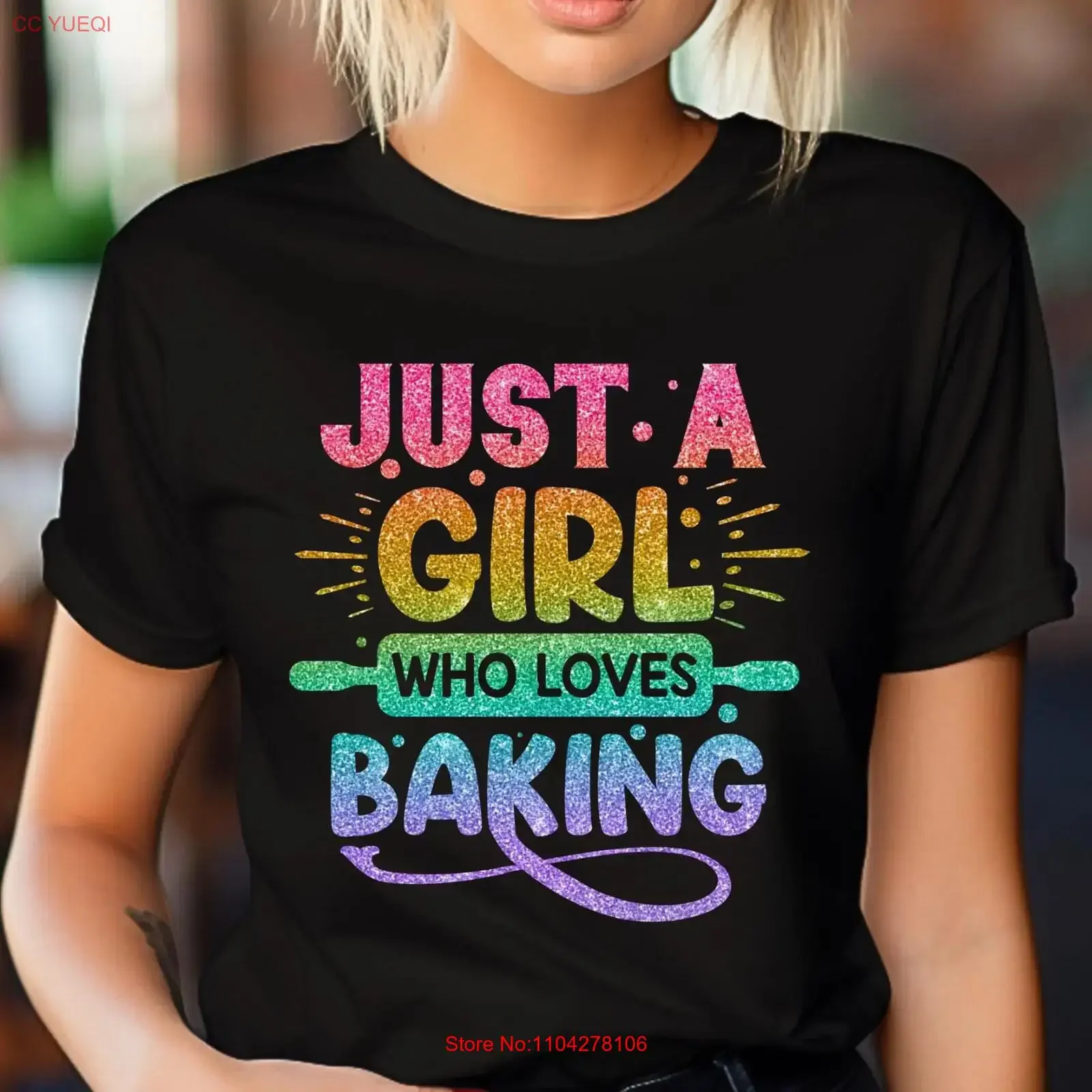 Just a Girl Who Loves Baking T Shirt for Baker Cute Lover Apparel Rainbow Pride vintage Washed Comfortable fashion Versatile