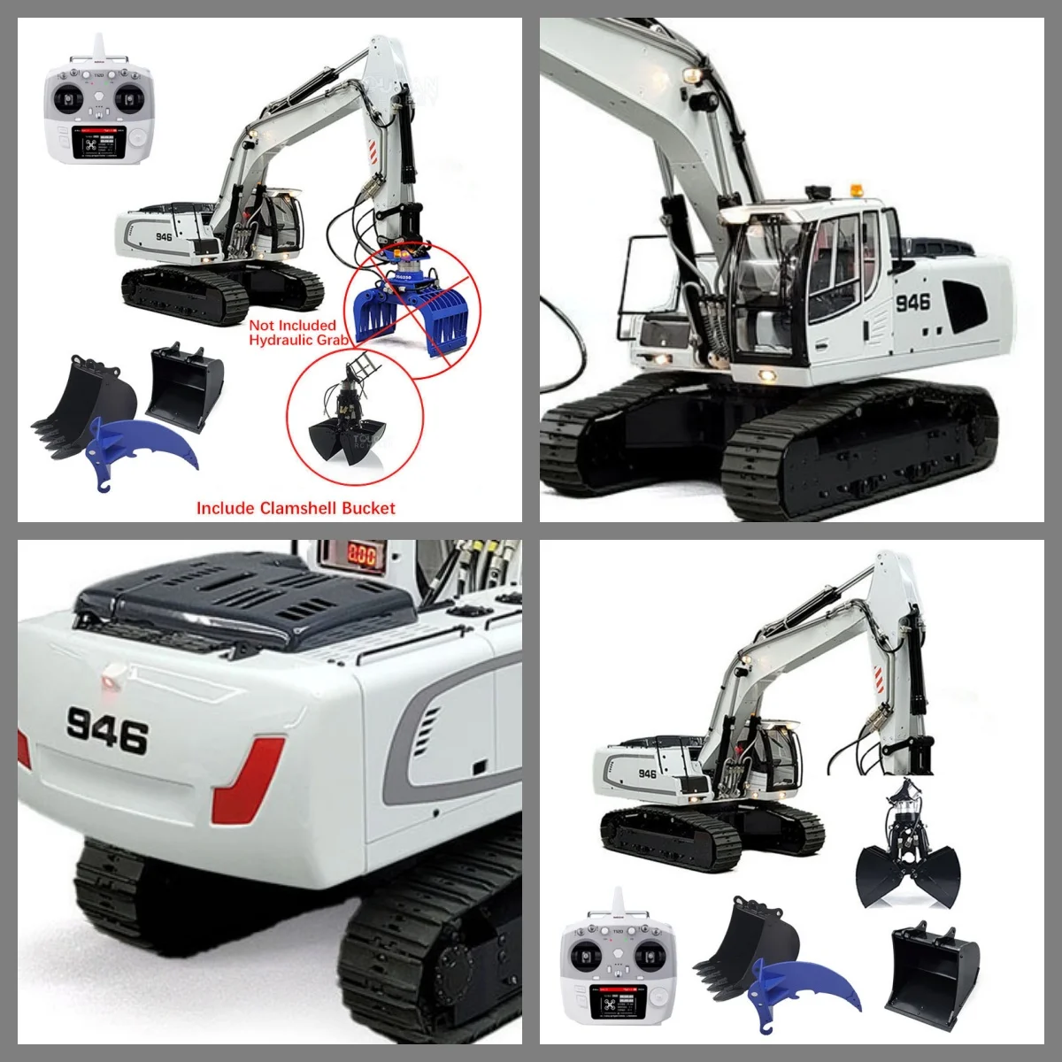 

MTM 946 RC Hydraulic Excavator 1/14 Remote Control Truck Construction Vehicle Car Clamshell Bucket Ripper T12D Radio Toys