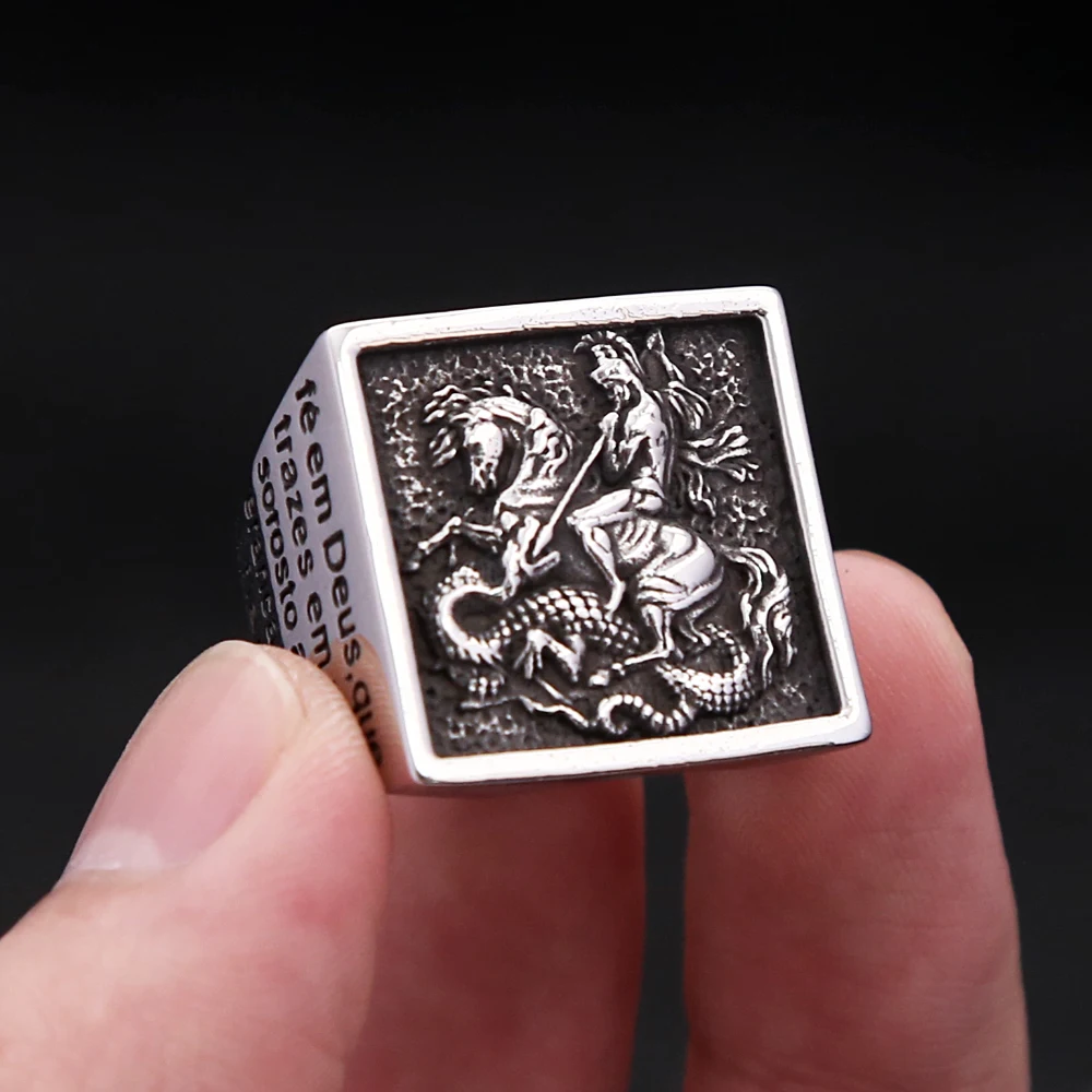 

New Vintage Stainless Steel Paladin Signet Ring Punk Biker Roman Soldier Knight Rings For Men Fashion Jewelry Gifts Dropshipping