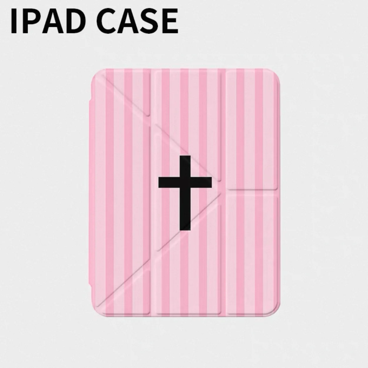 Korean Full Screen Pink Stripe Cross Y2K Cover For iPad Pro 13 11th M5 M4 12.9 A16 10 8 7 9th 10th Air 11 M2 M3 Mini Tablet Case