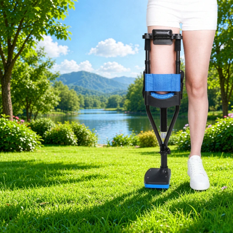 Single Leg Fracture Walking Aid Crutch for Foot Ankle Injury Hands Free Mobility Support Rehabilitation Daily Home Use 무릎 목발