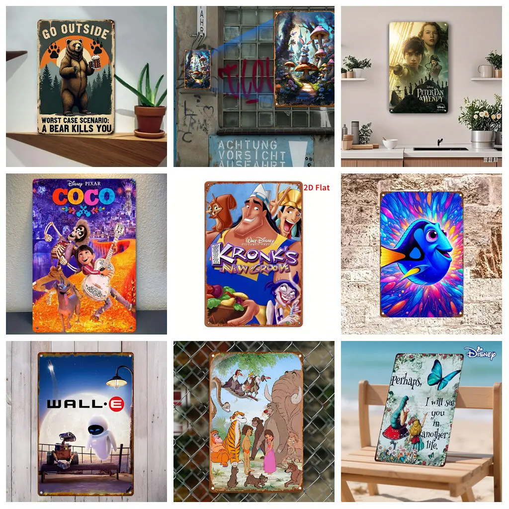 

Miniso Disney Animation Collection Poster Metal Plaque Retro Decorative Plate Bar Garage Club Metal Sign Wall Decoration
