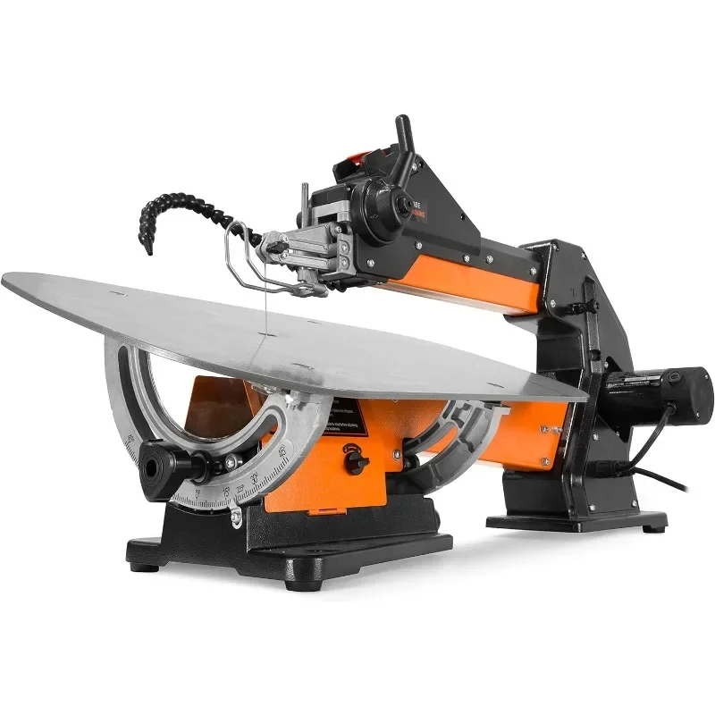 21-Inch 1.6-Amp Variable Speed Parallel Arm Scroll Saw with Extra-Large Dual-Bevel Steel Table, Black Orange