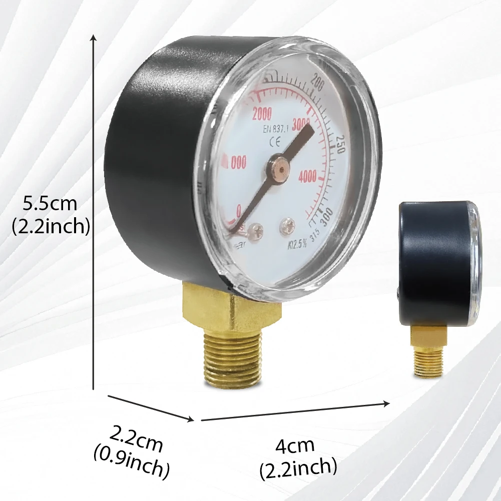 FX 액세서리 및 펌프 밸브용 1/8''BSP 하단 장착 철 케이스가 있는 315Bar 고압 게이지