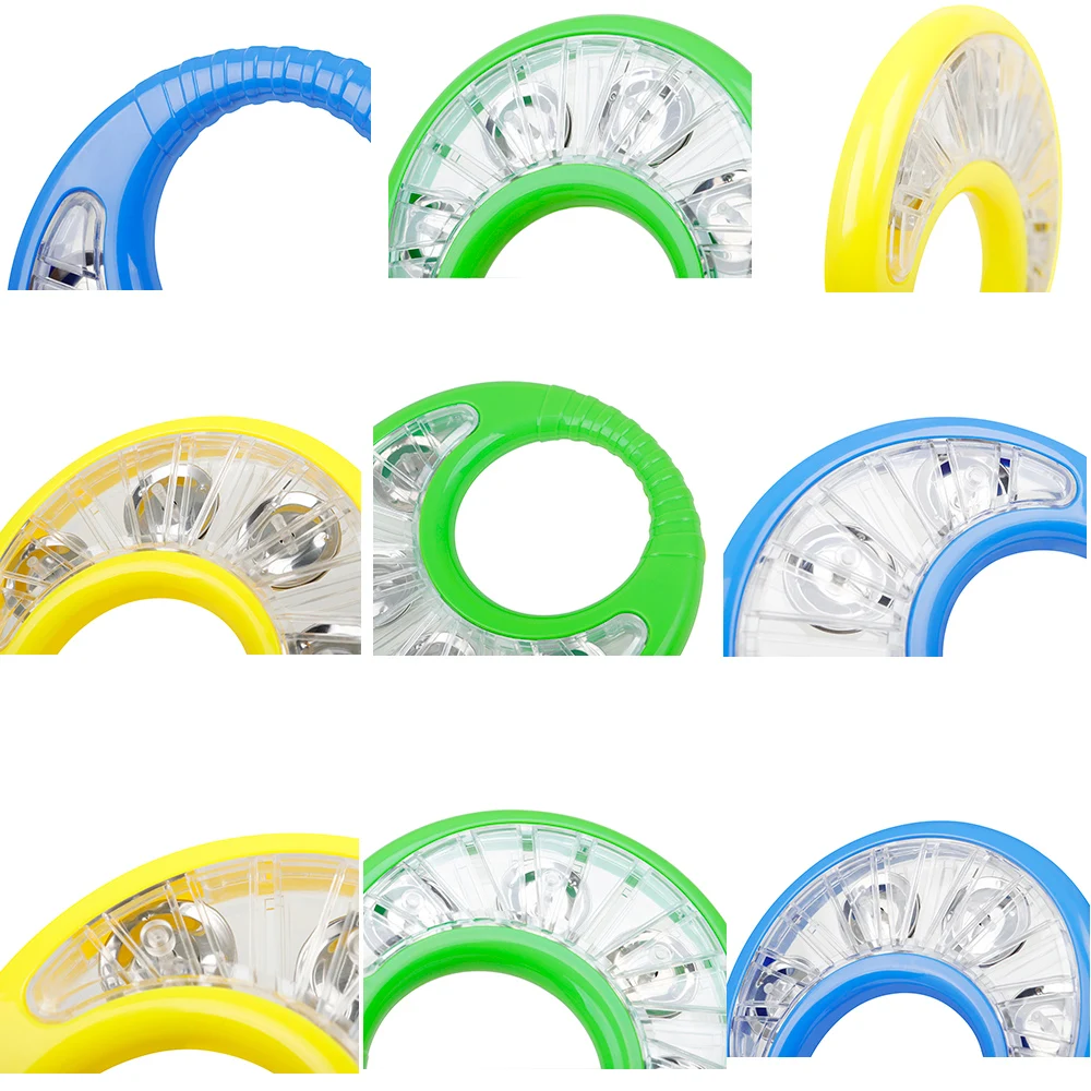 Orff Tambourine Ring Hand Held Drum Double Side Jingle Bells Crianças Iluminação Música Brinquedos Flor Modelo de Percussão Brinquedos