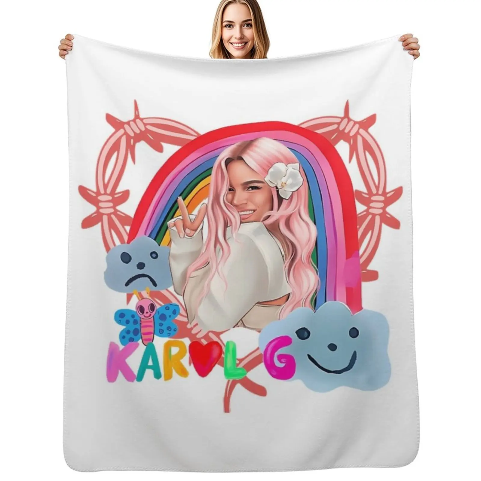 

Manana Sera Bonito Karol G 2023 - Karol Sirenita, Maana será bonito, bichota and heart tattoo, kids, Bichota-Karo Throw Blanket